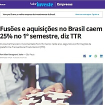 Fuses e aquisies no Brasil caem 25% no 1 semestre, diz TTR